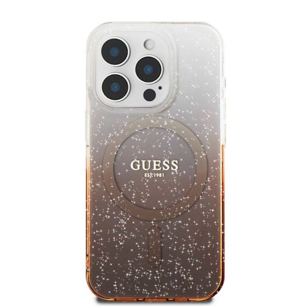 Coque Guess IML Glitter Gradient MagSafe för iPhone 16 Pro (brun)