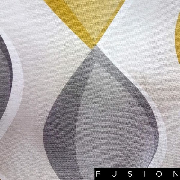 Gardiner - Fusion - 100 % bomull - Grå - 116,8 cm x 137,2 cm - Genomföring Grå, gul