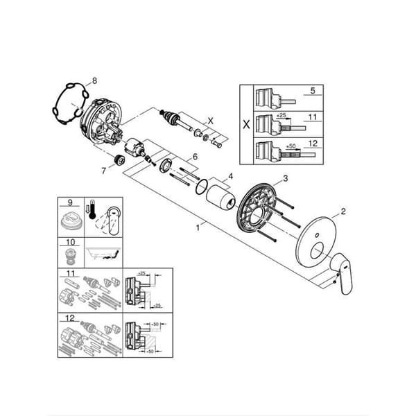 GROHE 24045000 Dold badblandare, krom Krom
