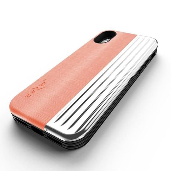 Zizo Retro Series - Plånboksrygg med magnetisk stängning och inbyggt stöd för iPhone Xs/X (Peach/Silver)