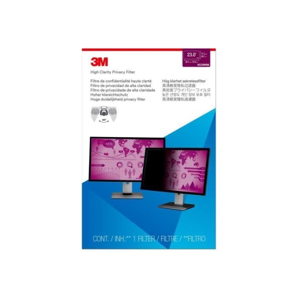 3M Screen Privacy Filter - Glänsande svart - För 58,4 cm (23") bredbildsskärm - 16:9