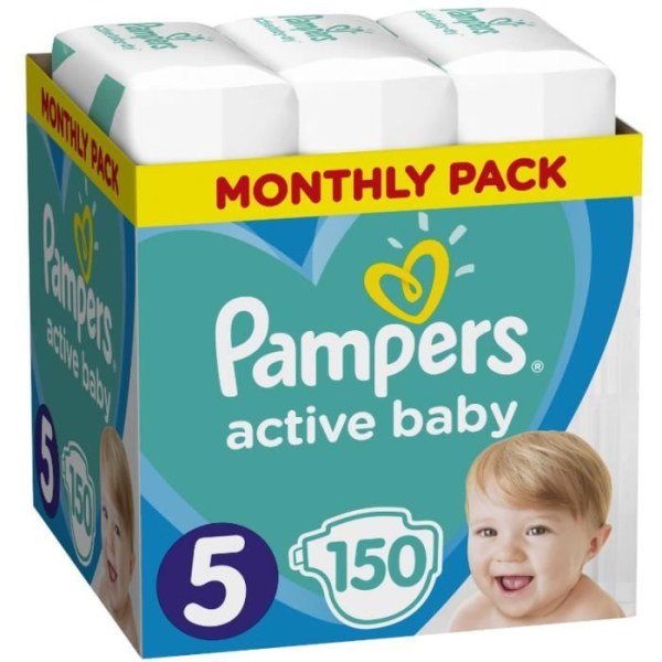 PAMPERS blöjor - Babytorka - Storlek 5 - 150 blöjor - 1 månad