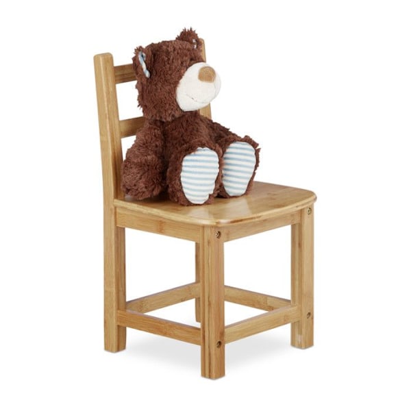 Relaxdays barnstol i bambu, RUSTICO, H x B x D: 50 x 28,5 x 28 cm, natur Naturlig