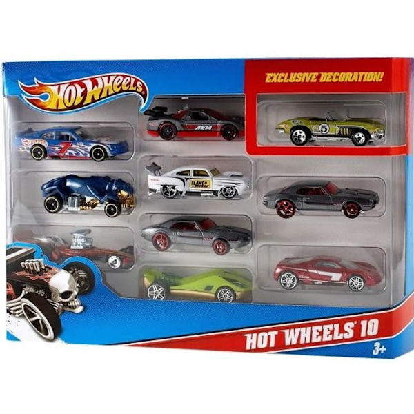 Hot Wheels - Set med 10 fordon - Set för små bilar - 3 år och äldre 54886 Flerfärgad