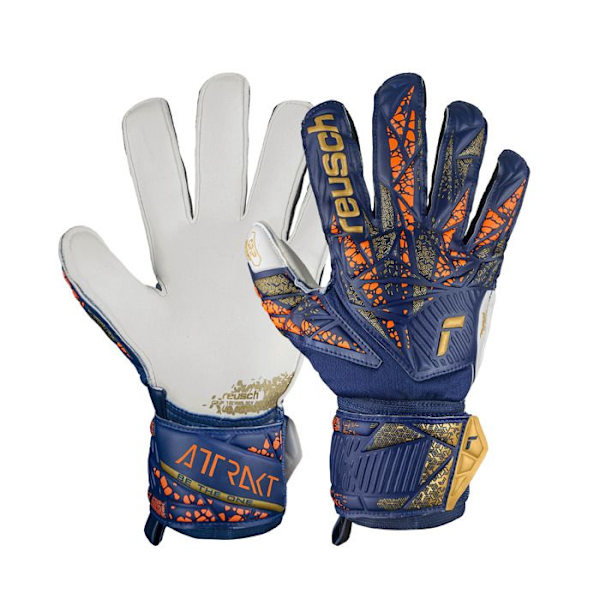 Målvaktshandskar - Reusch - Attrak Grip - Färg premium blå/guld - Andningsbar - Unisex premium blå/guld L/XL