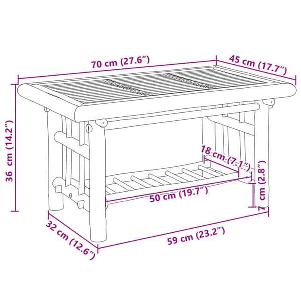vidaXL Soffbord 70x45x36 cm bambu 368045