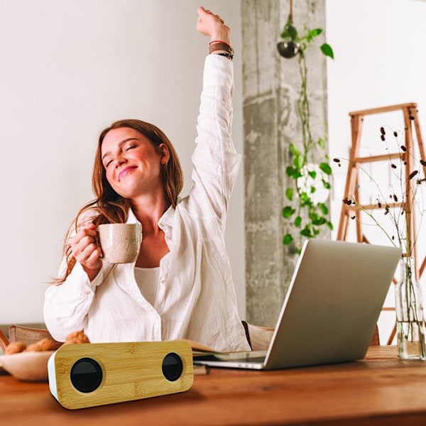 Trådlös bärbar Bamboo stereohögtalare 10 W