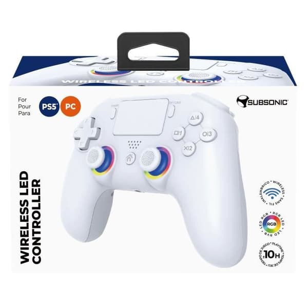 Manett - PS5 PC - Trådlös - LED RGB Vit