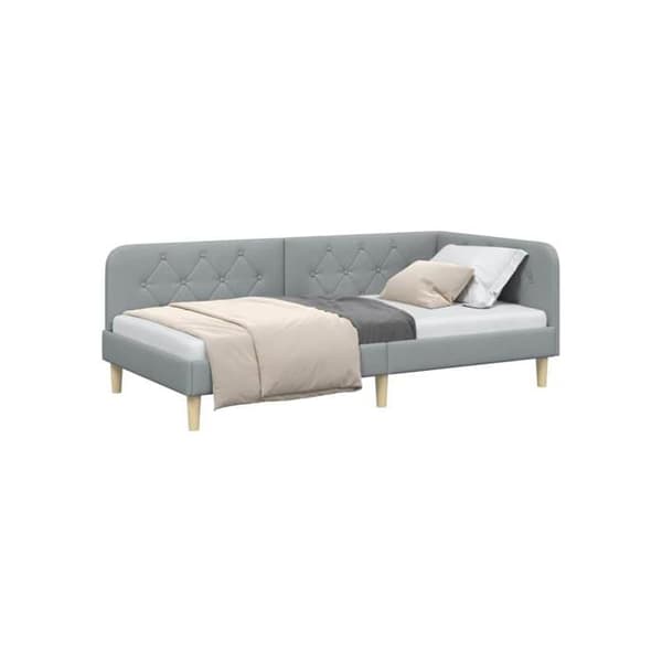Vinkelsängram i tyg - vidaXL - Ljusgrå - 90x190 cm - L-formad design - Mångsidig bäddsoffa - Robust tyg Ljusgrått