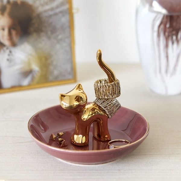 Porte-bijoux - Balvi - Katt - Gyllene porslin - Elegant design - Mått 9x10x10 cm gyllene