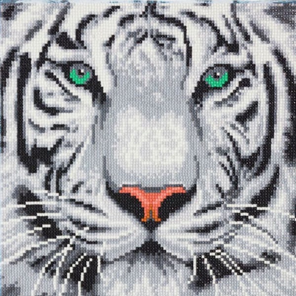 Tavla Broderi Diamant Kristalkonst 30x30cm Snöleopard Snöleopard