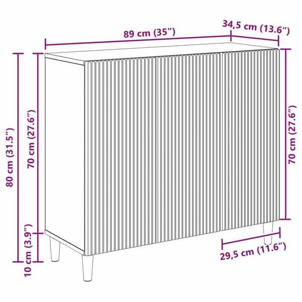 vidaXL Buffé Ek hantverk 89 x 34,5 x 80 cm Ingenjörsträ 894654