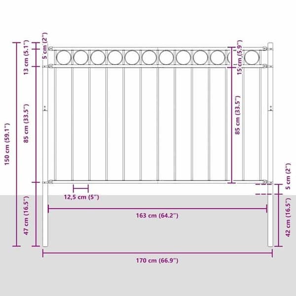 vidaXL Stängsel Element ASSEN 170 x 150 cm Stål Vit 42003923
