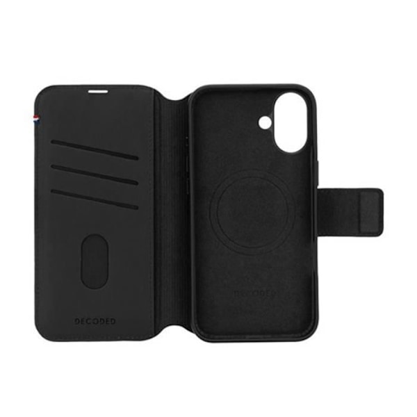 iPhone 16-fodral - Decoded - Läder - MagSafe-kompatibel - Kortfack - Svart Svart