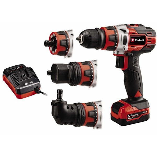 Batteridriven borrskruvdragare - Einhell - TE-CD 12/1 3X-Li - 12 V - 2,0 Ah - Avtagbart chuck
