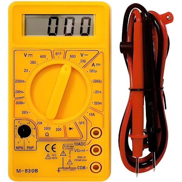 Multimeter - Märke - 19 kalibrar - Säkringsskydd - LCD-display - Symbol för låg batterinivå