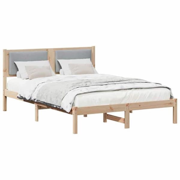 vidaXL Sängram Ljusgrå 150 x 200 cm Massivt trä 878109
