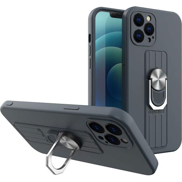 Hurtel Ring Case silikonfodral med fingerstöd och stativ för iPhone 13 Pro mörkblå