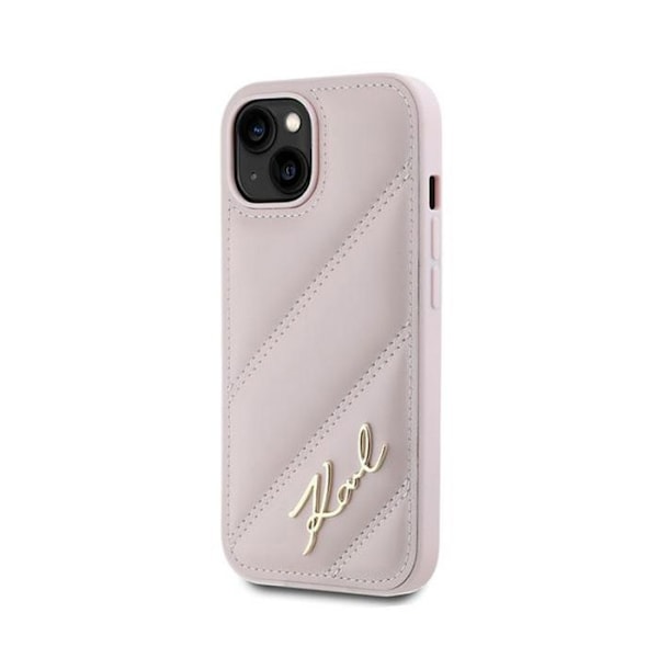Karl Lagerfeld Diagonal Quilted Script - Fodral för iPhone 14/15/13 (Rosa) Rosa