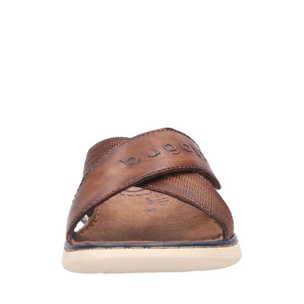 Platta sandaler - Bugatti - 6300 Cognac - Brunt läder - Kardborreknäppning - Medelhög skafthöjd kastanj 42