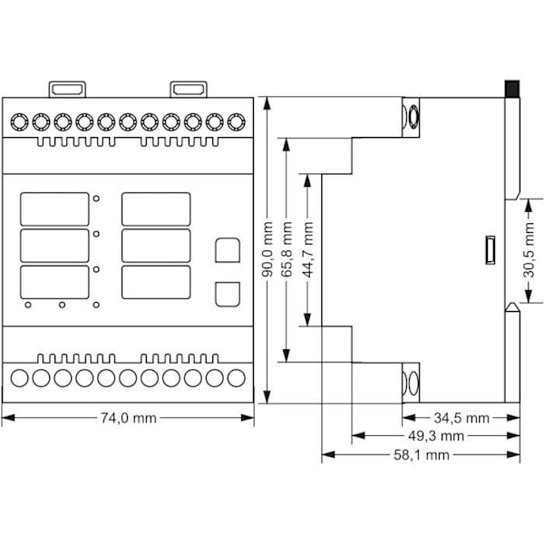 Multimeter EM-100DIN Tense Elektronik för att mäta ström, spänning och frekvens i 3-fas nätverk.
