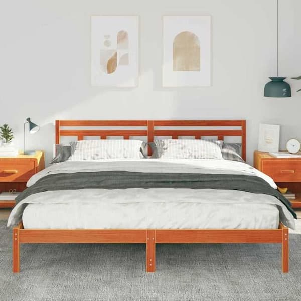 vidaXL Sängram Brun 200 x 200 cm Massivt trä 872361