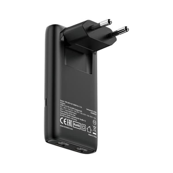 Väggladdare GaN Verbatim Fold 'n' Go - 2xUSB Typ-C - 65W