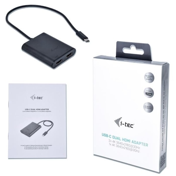Videoadapter - I-TEC - USB-C 2x HDMI - 4K Ultra HD - 30Hz - Kompatibel med Thunderbolt 3