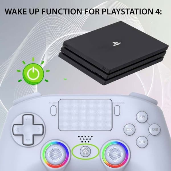 Manett - PS4 - Trådlös - LED RGB - PC Vit