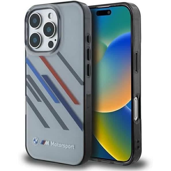 Hård skal - BMW - iPhone 16 Pro Max - Grå - Slumptäckta ränder - Flexibel design Grå