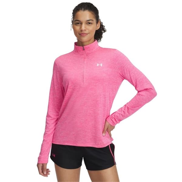 Haut för träning 1/2 zip dam Under Armour Tech™ super rosa/vit S