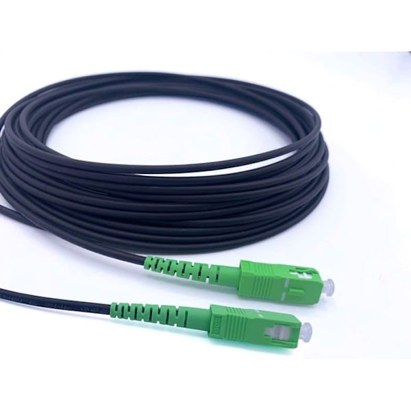 Elfcam® - 30 m armerad stålfiberoptisk kabel, kompatibel med orange SFR Bouygues, SC/APC till SC/APC OS2 Single Mode Black SVART