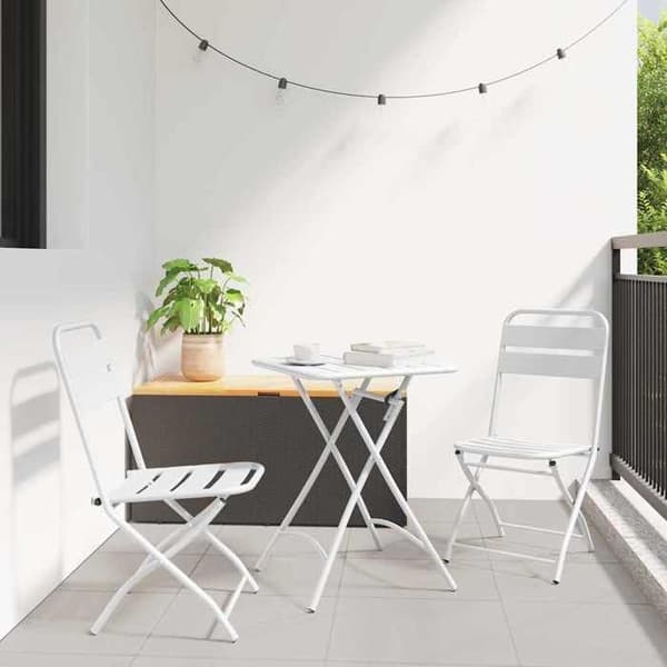 vidaXL Bistroset 3 delar Vit Stål 42002950