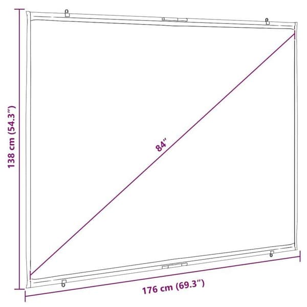 Väggmonterad projektionsduk - vidaXL - 84 tum - 4:3 - Polyester - Matt vit - 176x138 cm - Väggmontering - Bärbar