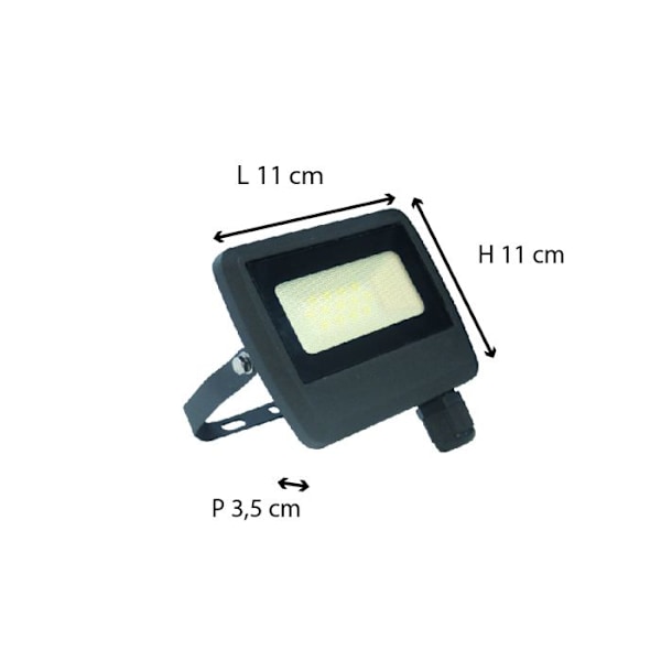 Vattentät projektor - Dio - 10W - 800lm - Svart - Inbyggd LED - Utomhusbruk Svart