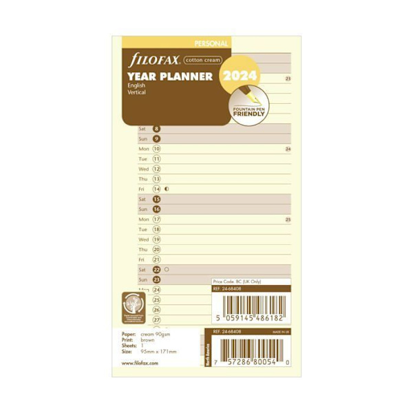 Filofax display produktpaket - 24-68408 - Vertikal årsplaneringskalender - Engelska - Personligt - 2024