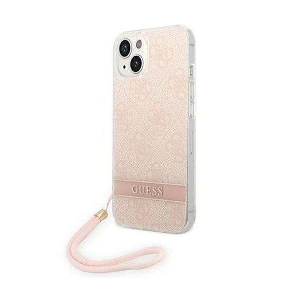 Guess 4G Print Cord Case med snodd för iPhone 14 Plus (Rosa) - GUOHCP14MH4STP