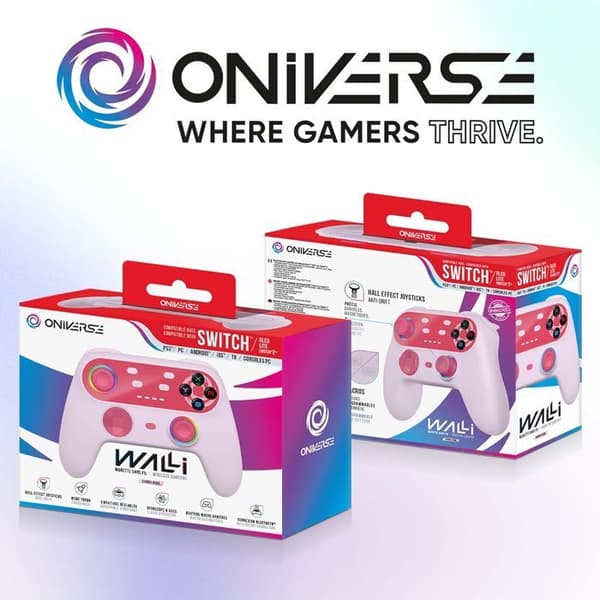 Spelkontroll - ONIVERSE - Walli - Trådlös Bluetooth - Hall Effect joysticks - Kompatibel med Switch & PC Rosa (Godisrosa)