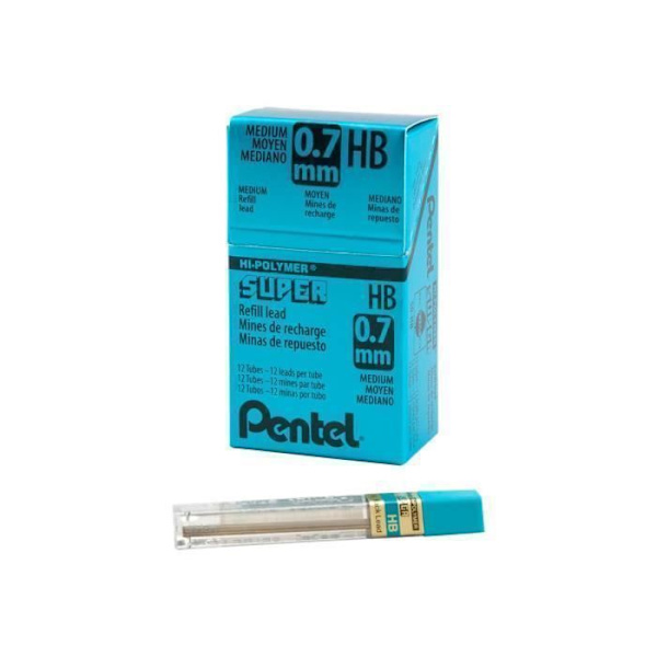 Kritor - Pentel - Super Hi-Polymer - HB - 0.7 mm - Pack om 12 - Svart
