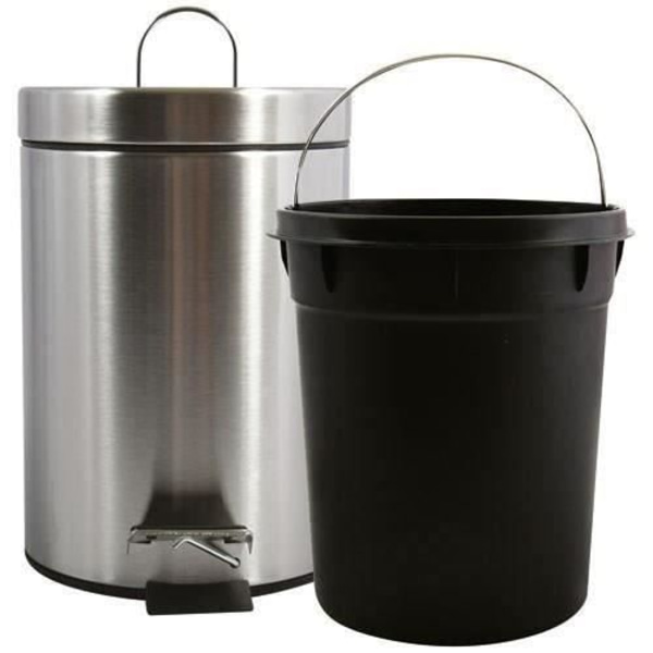 MSV Bin - Satinfinish med avtagbar hink - 3 L - Grå Stål
