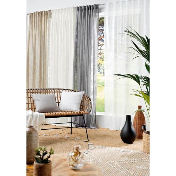 Voile Gardin med öglor "Haltona" 140x240cm Hasselnöt Hasselnöt
