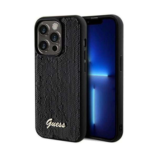 Telefoncase - Guess - iPhone 14 Pro Max - Svart - Sequin Script - Metall svart