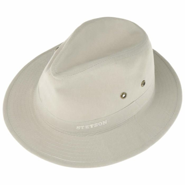 Stetson Bucket Hat, resenärsmössa i ekologisk bomull för män - i soltyg med foder vår-sommar Ljusbeige XL
