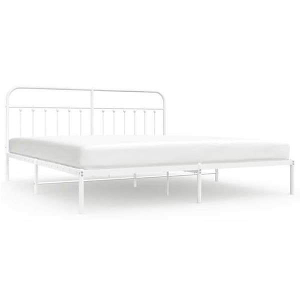 vidaXL metallsängstomme med sänggavel Vit 200x200 cm 352634