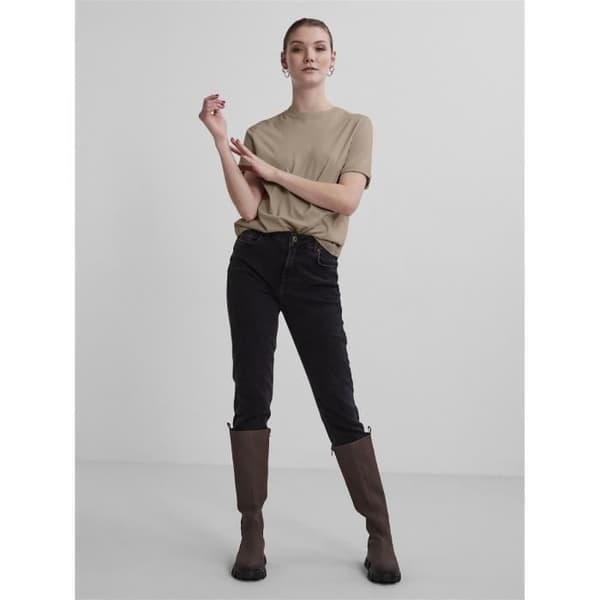Pieces Ria Up Solid dam t-shirt silver mink XS