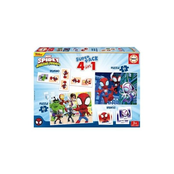 2 grundläggande pedagogiska spel och 2 pussel - EDUCA - Educa® Superpack Spidey & His Amazing Friends