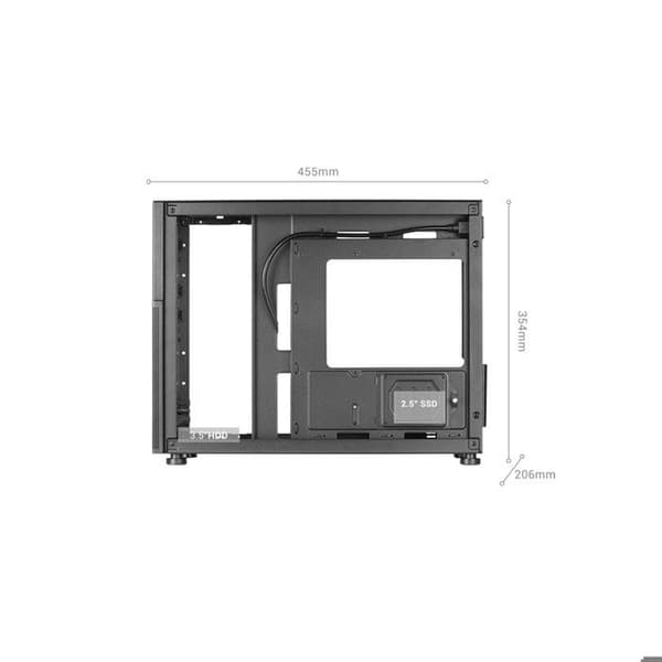 PC-chassi Micro-ATX - Mars Gaming - MC-LCD - 8" IPS LCD-skärm - Härdat Glas - Svart