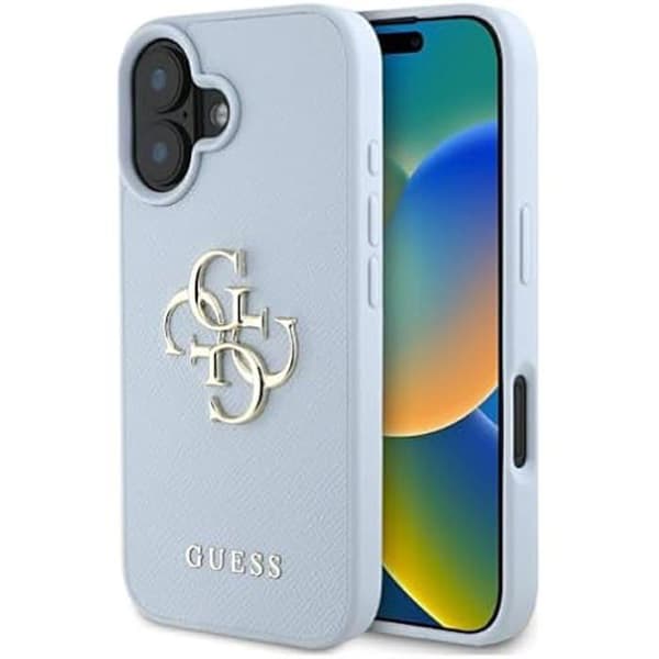 Skyddshölje - CG MOBILE - iPhone 16 - Ekoleder - Styv - Metallogi blå
