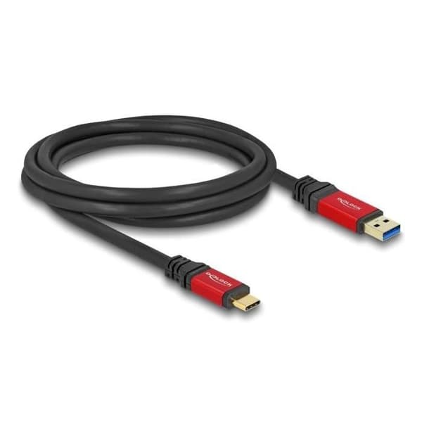 USB-kabel - DeLOCK - Typ-A till Typ-C - 10 Gbps - 2 m - Röd