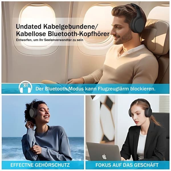 Bluetooth-hörlurar - ELZLE - M16 - 82h batteritid - Bluetooth 5.3 - 3 equalizer-lägen Svart